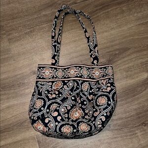 Vera Bradley Tote Bag Purse Shoulder Bag Morgan Cafe Latte Black Tan Brown